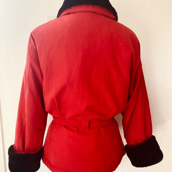 RED COAT by Jason Cole with Black Fur Sleeves & Collar - Picture 10 of 15